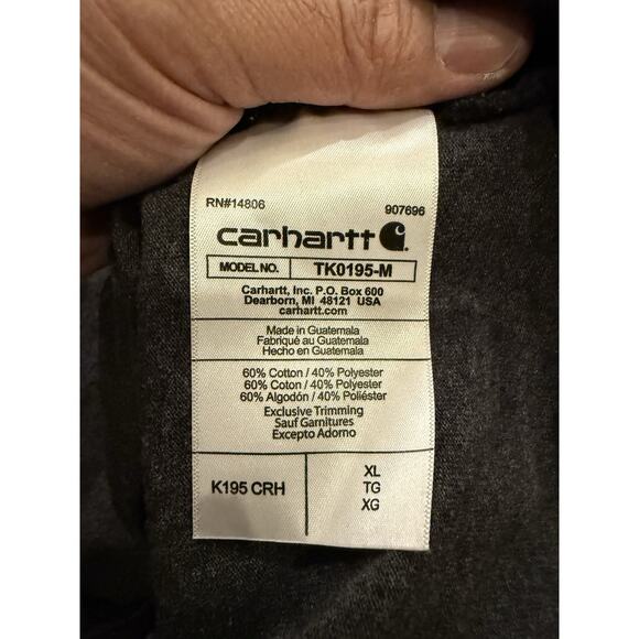 Carhartt Mens Dark Gray Loose Fit Cotton Short Sleeve T-Shirt Size XL K195 CRH - Picture 6 of 8